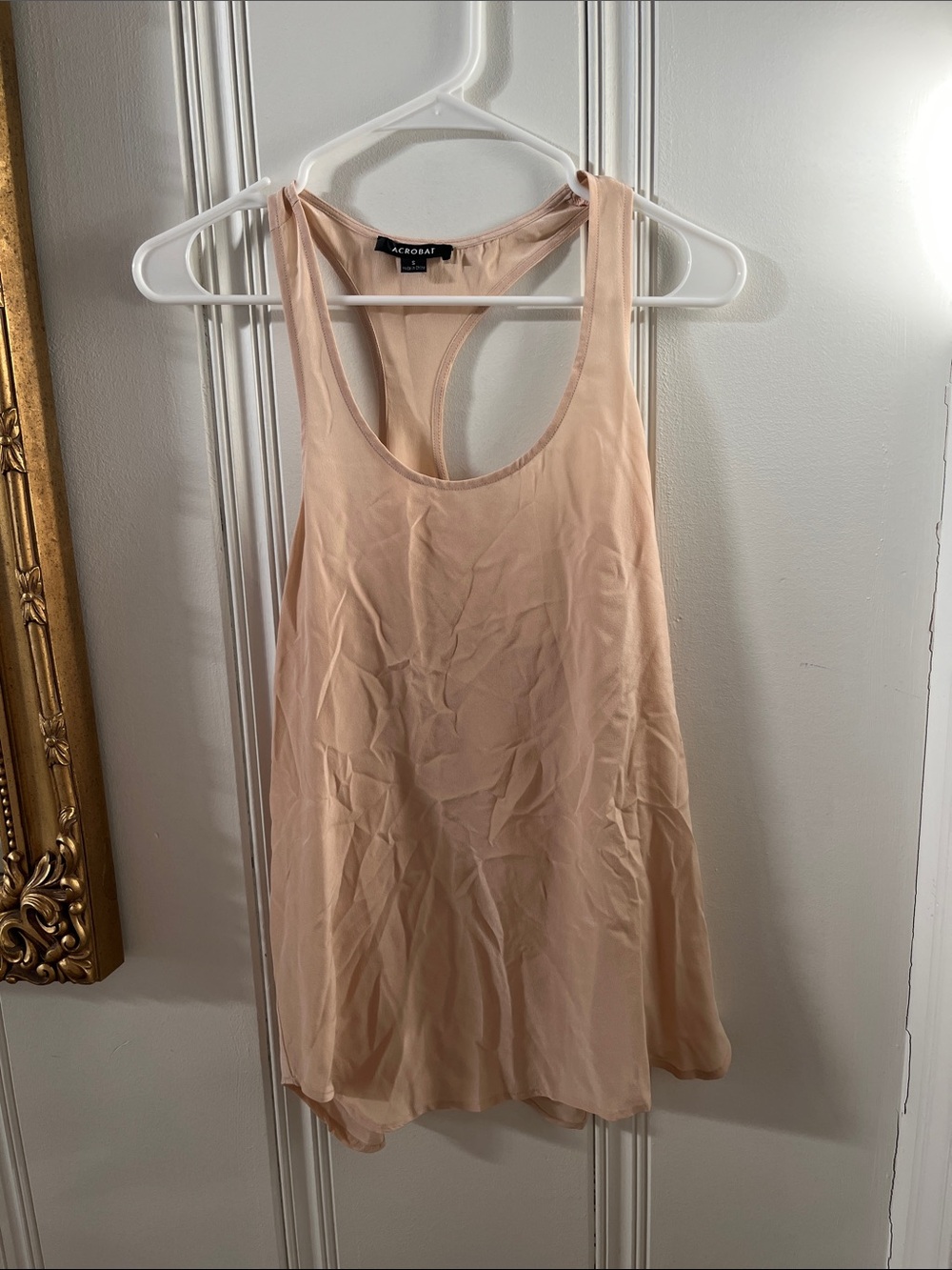 Acrobat 100% silk Soft Blush light pink Racerback Tank size small